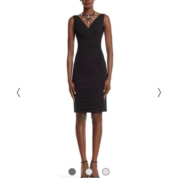 Beautiful V neck instantly slimming ruched little black dress NWT - Picture 2 of 12